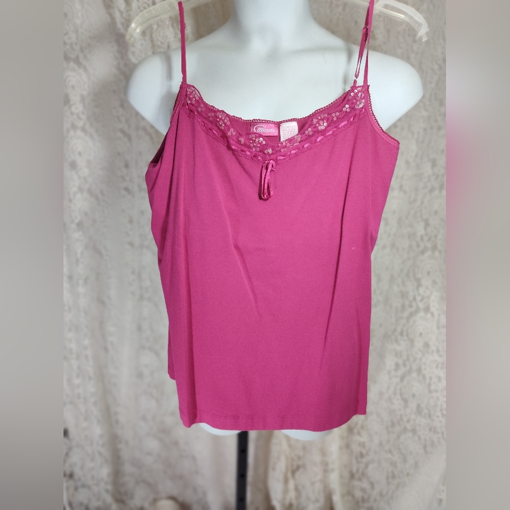 Pappagallo Fuchsia Sequin Trim Srlf Bra Camisole
